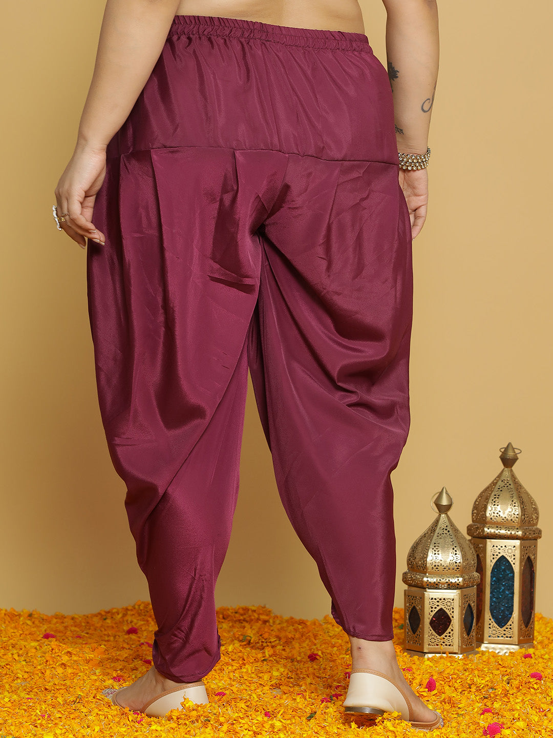 Wine Crepe Silk Tulip Salwar