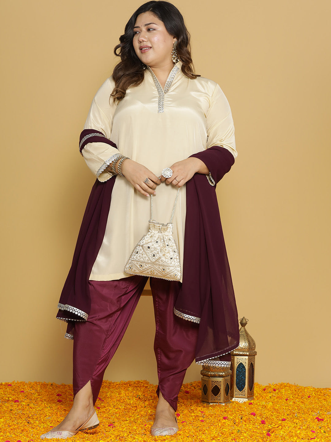 Wine Crepe Silk Tulip Salwar