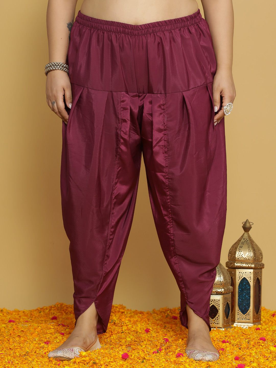 Wine Crepe Silk Tulip Salwar
