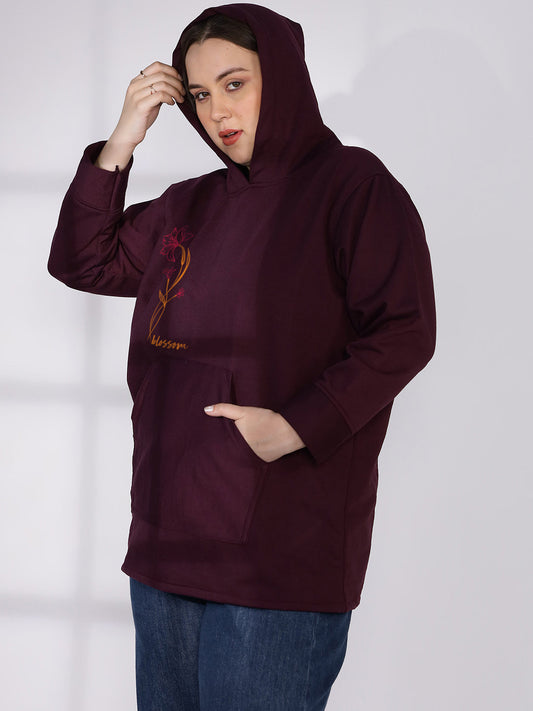 Wine Fleece Hoodie - SaffronBlossom