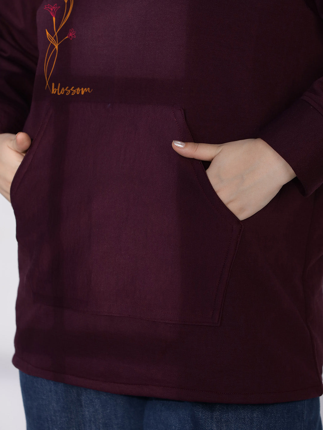 Wine Fleece Hoodie - SaffronBlossom