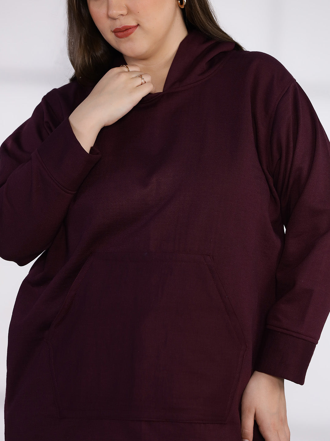 Wine Fleece Hoodie - Solid