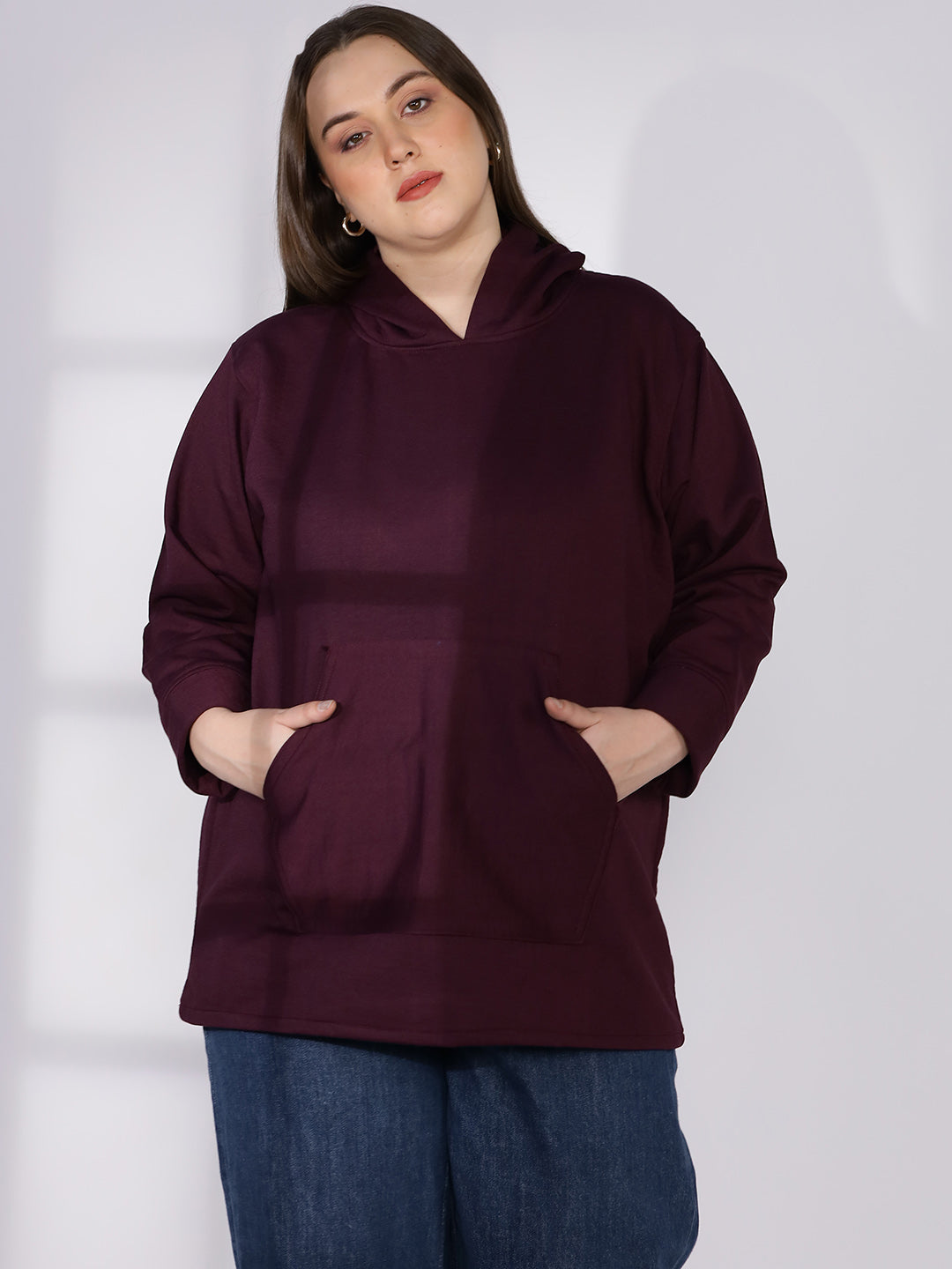 Wine Fleece Hoodie - Solid