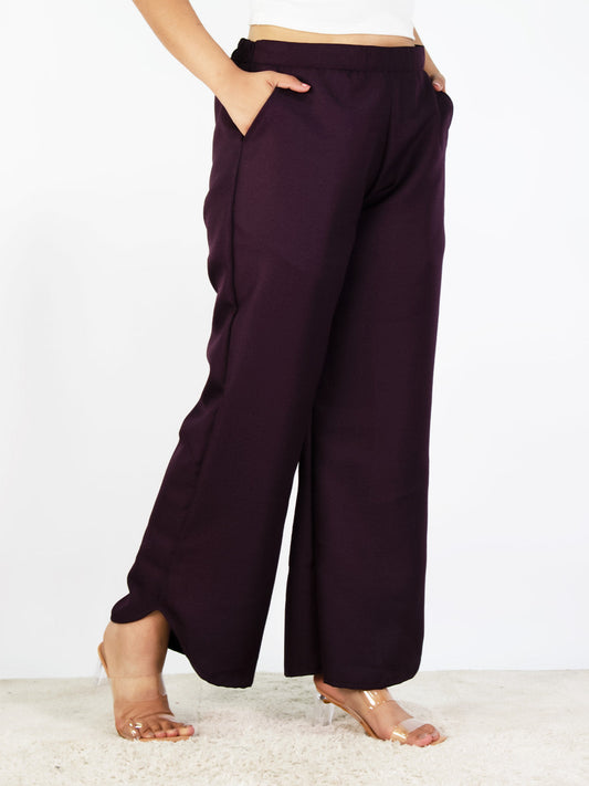 Wine Formal Curved Trousers