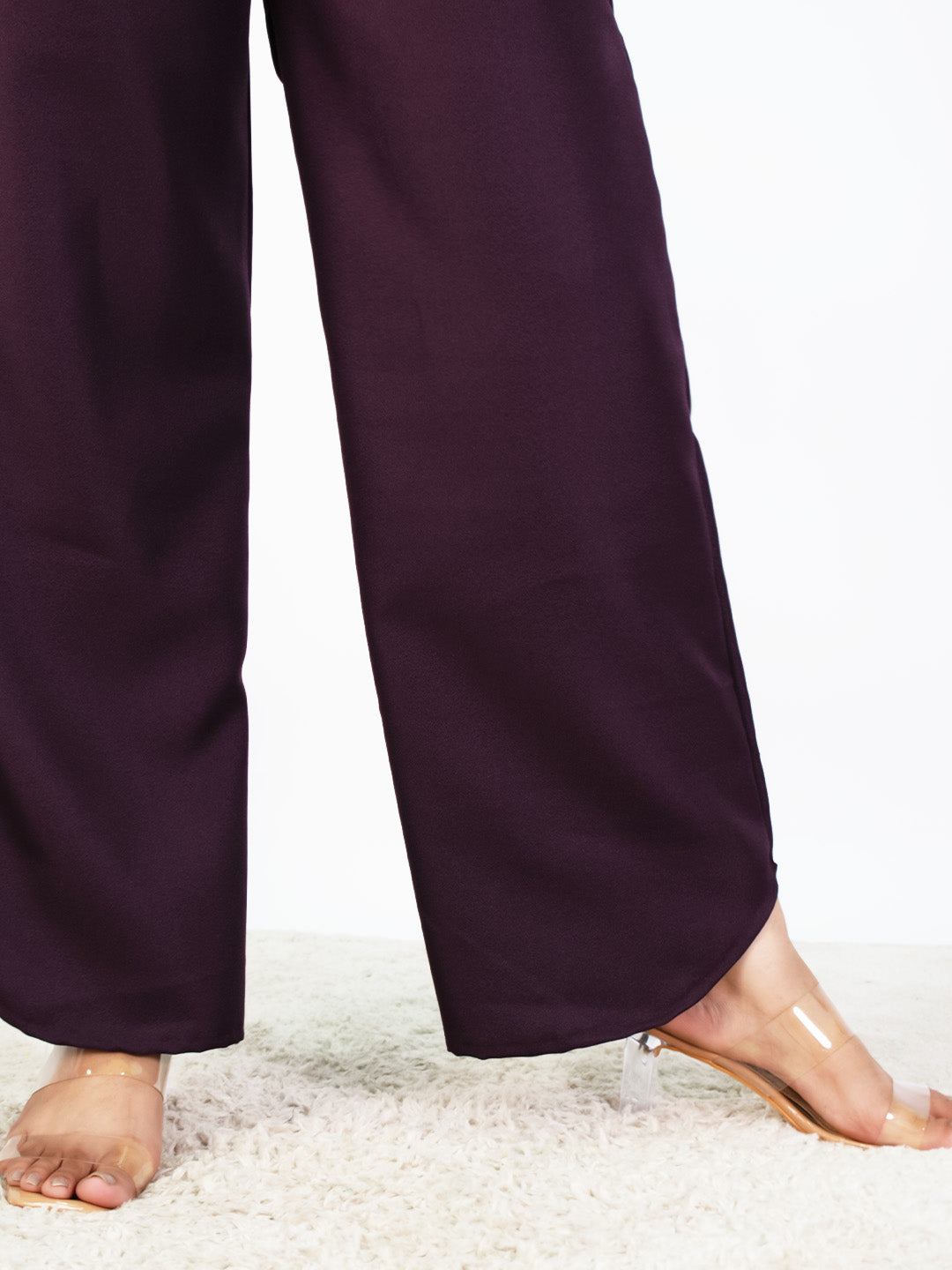 Wine Formal Curved Trousers