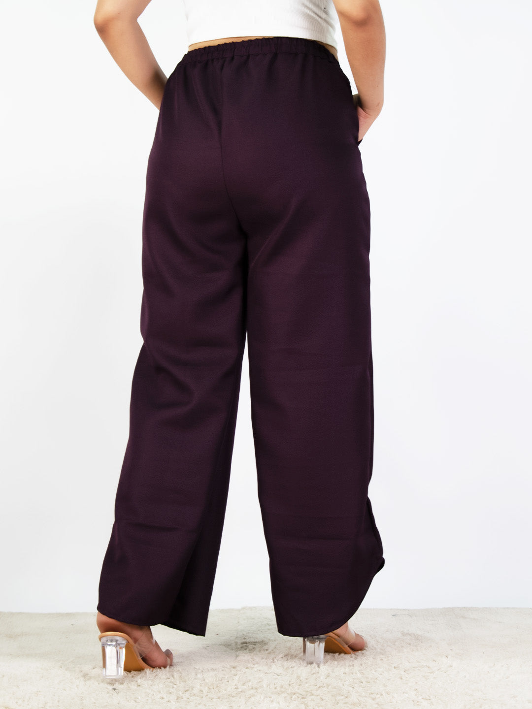 Wine Formal Curved Trousers