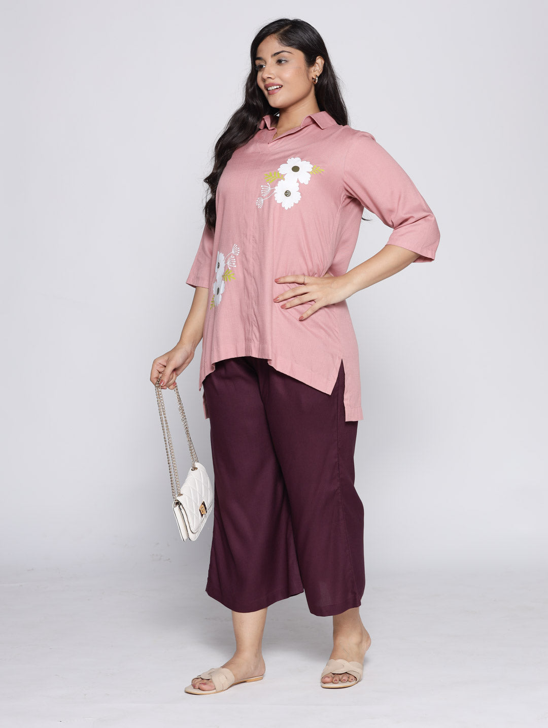 Wine Rayon Culottes