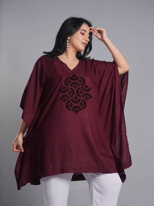 Wine Rayon KaftanKurta - Merlot