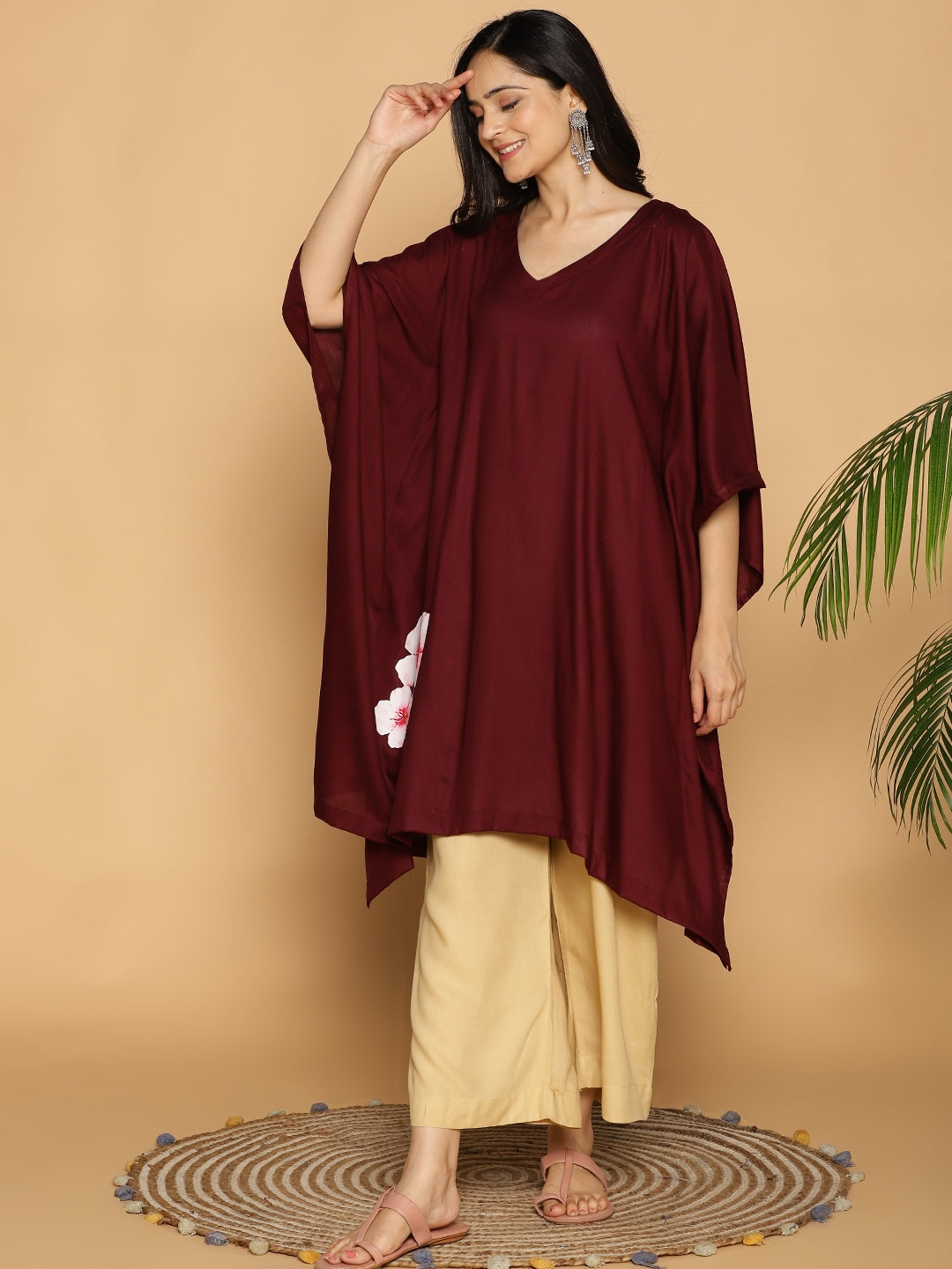 Wine Rayon KaftanKurta - Sangria