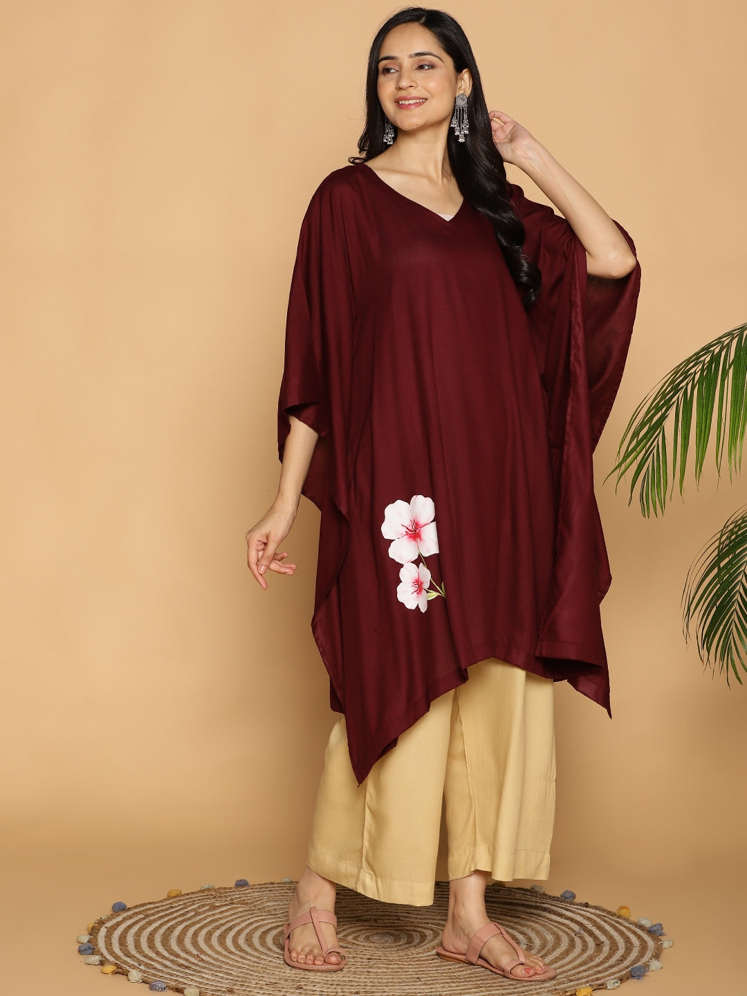 Wine Rayon KaftanKurta - Sangria