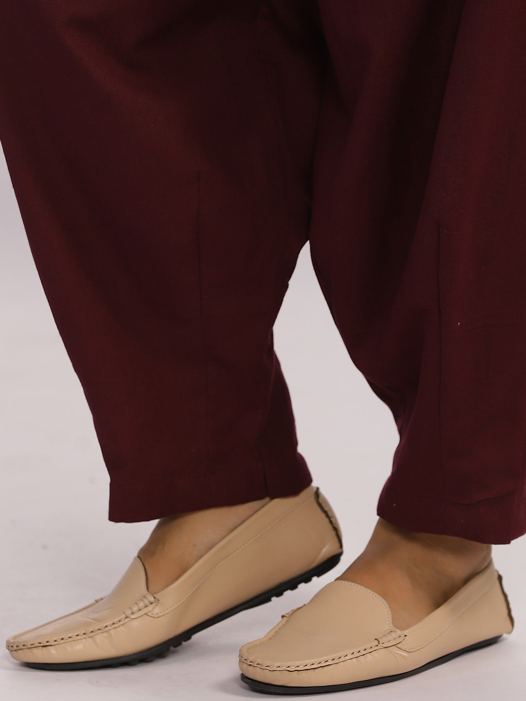 Wine Cotton Mom-Fit Pants