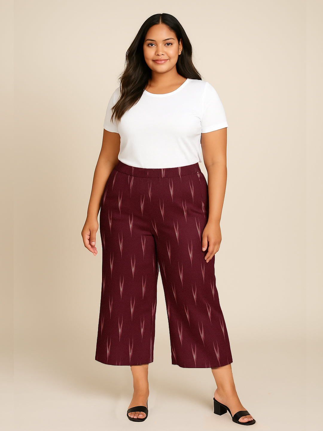 Wine Ikat Culottes