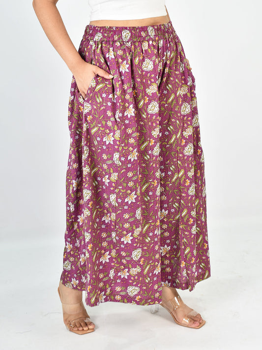 Printed Cotton Flared Palazzo - Mehakta