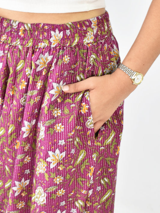 Printed Cotton Flared Palazzo - Mehakta