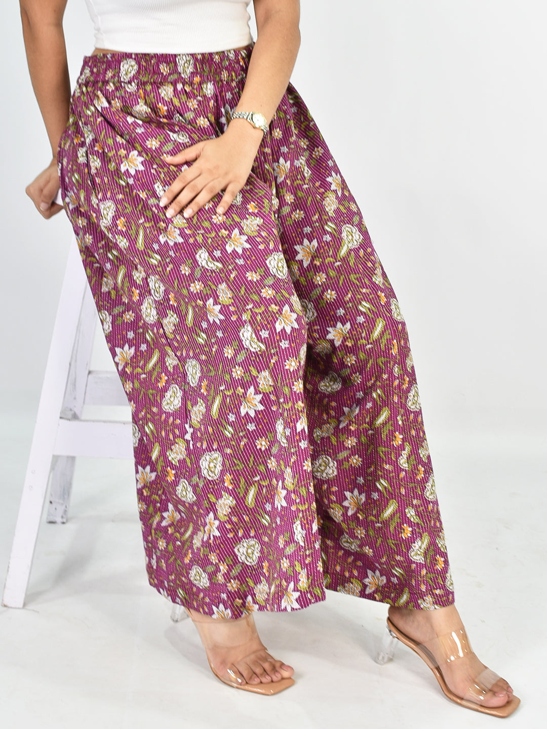 Printed Cotton Flared Palazzo - Mehakta