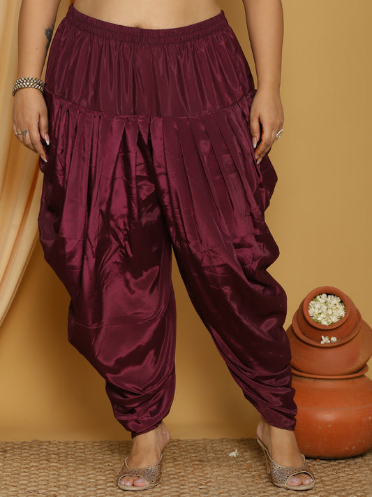 Wine Crepe Silk Dhoti