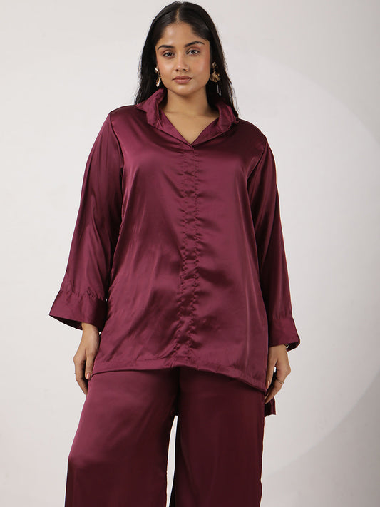 Wine Satin Shirt