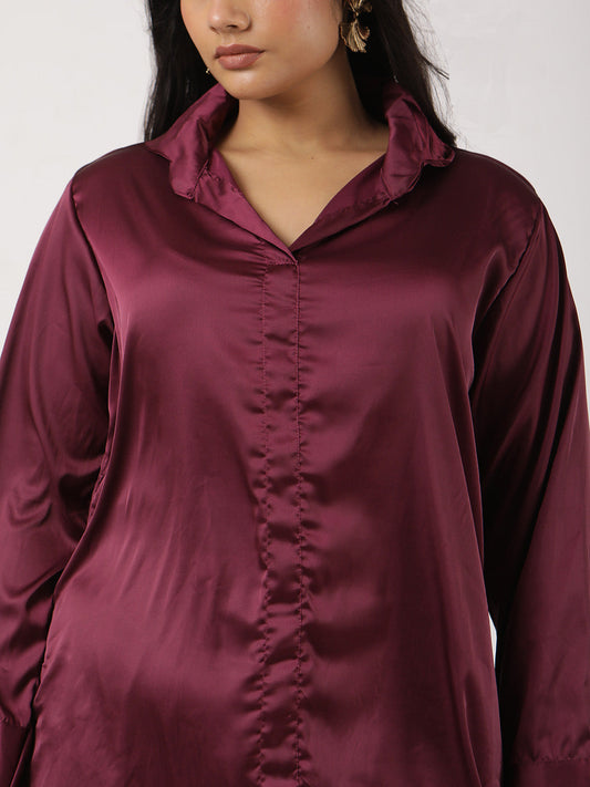 Wine Satin Shirt