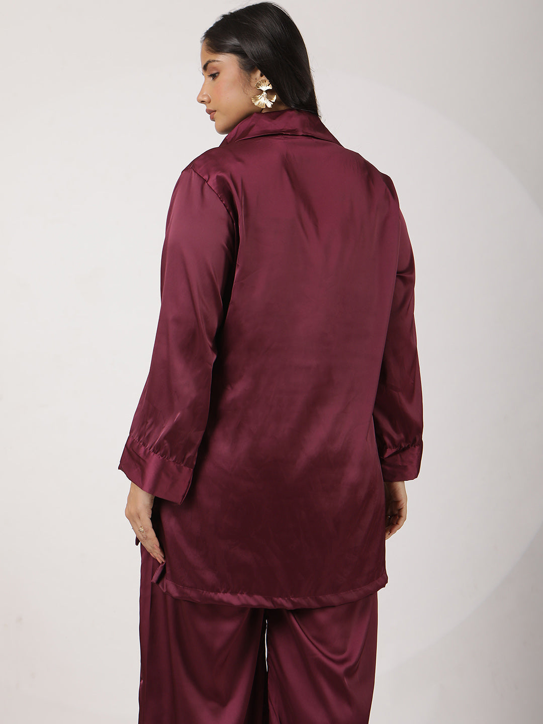 Wine Satin Shirt