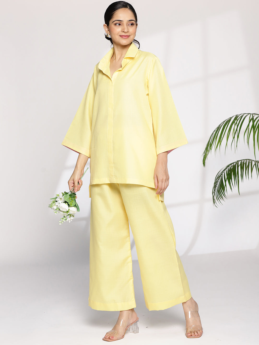 Yellow CottonSlub ShirtTop