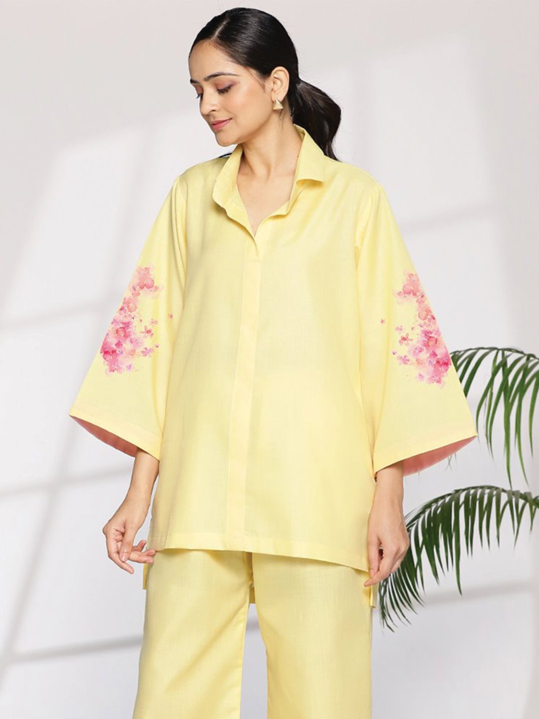 Yellow CottonSlub ShirtTop - Oriana