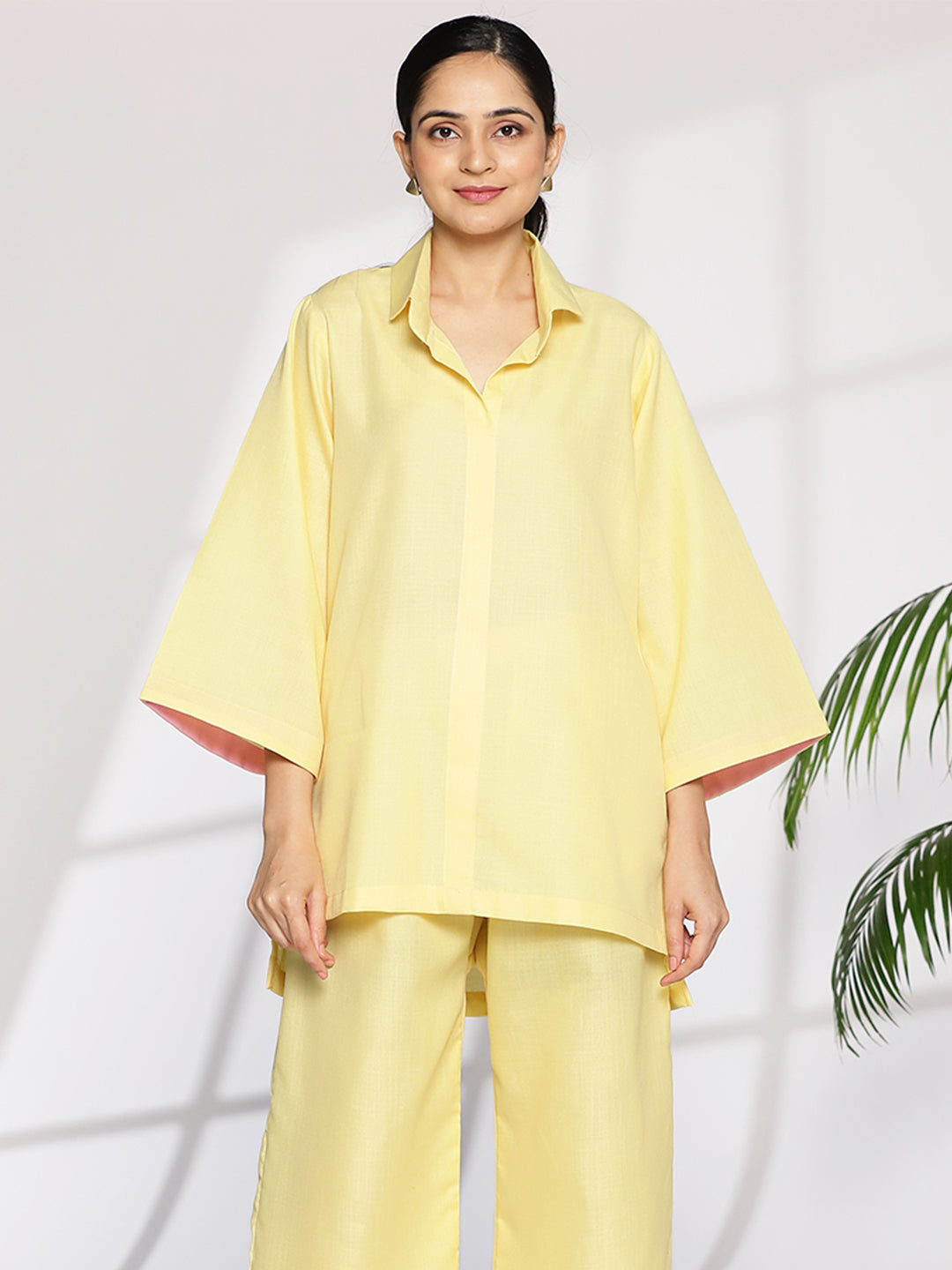 Yellow CottonSlub ShirtTop