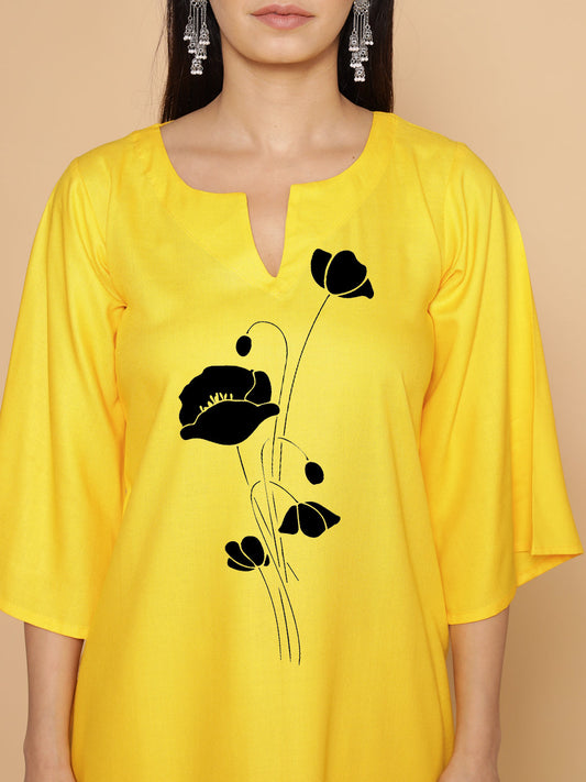 Yellow Rayon LongKurta - Kusuma