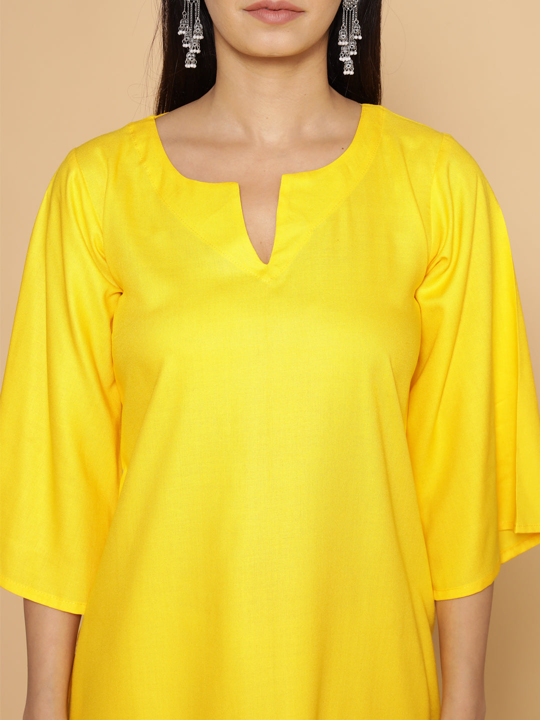 Yellow Rayon LongKurta - Manojna