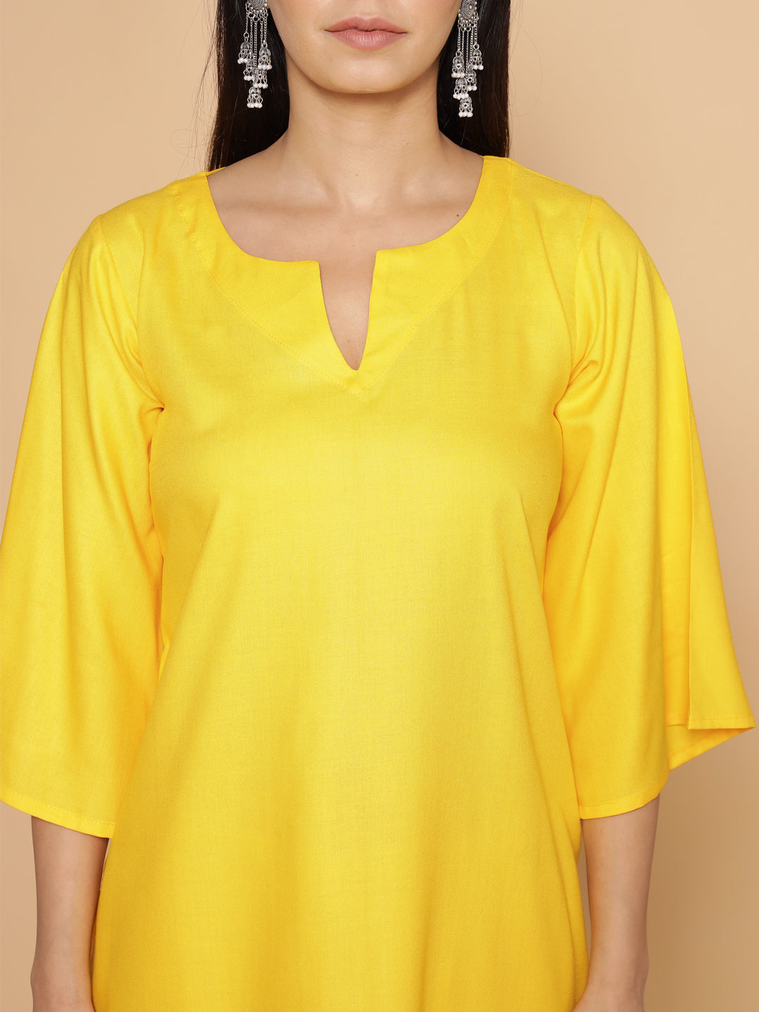 Yellow Rayon LongKurta - Vikasita