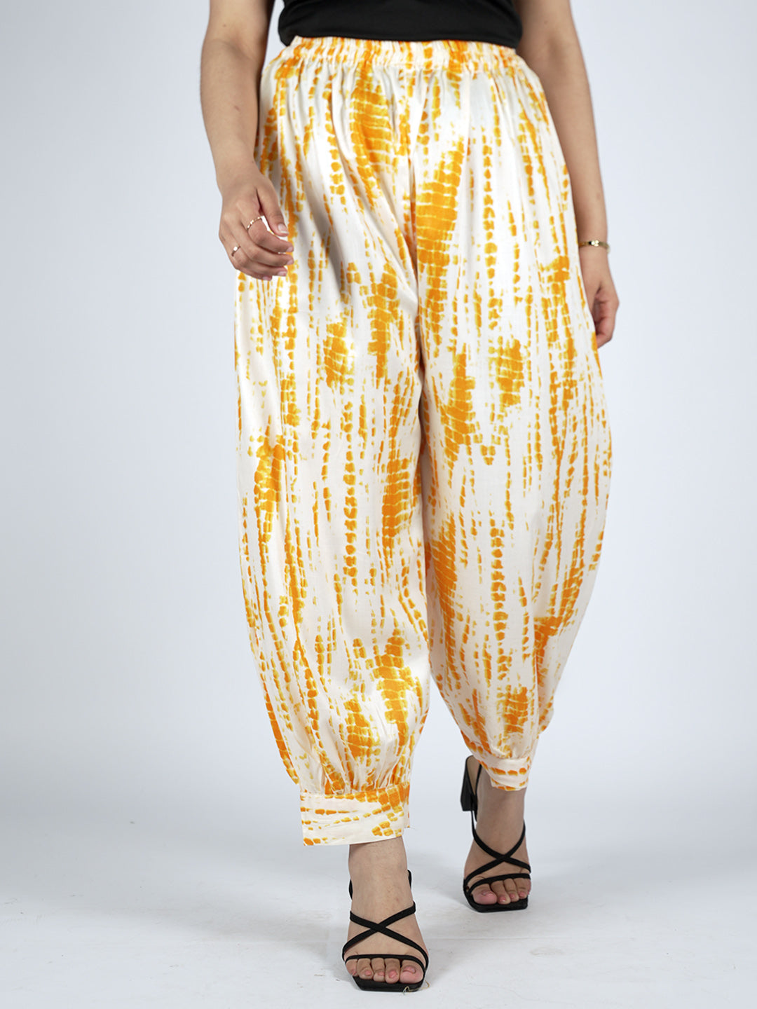 Yellow Rayon Shibori AfghaniSalwar