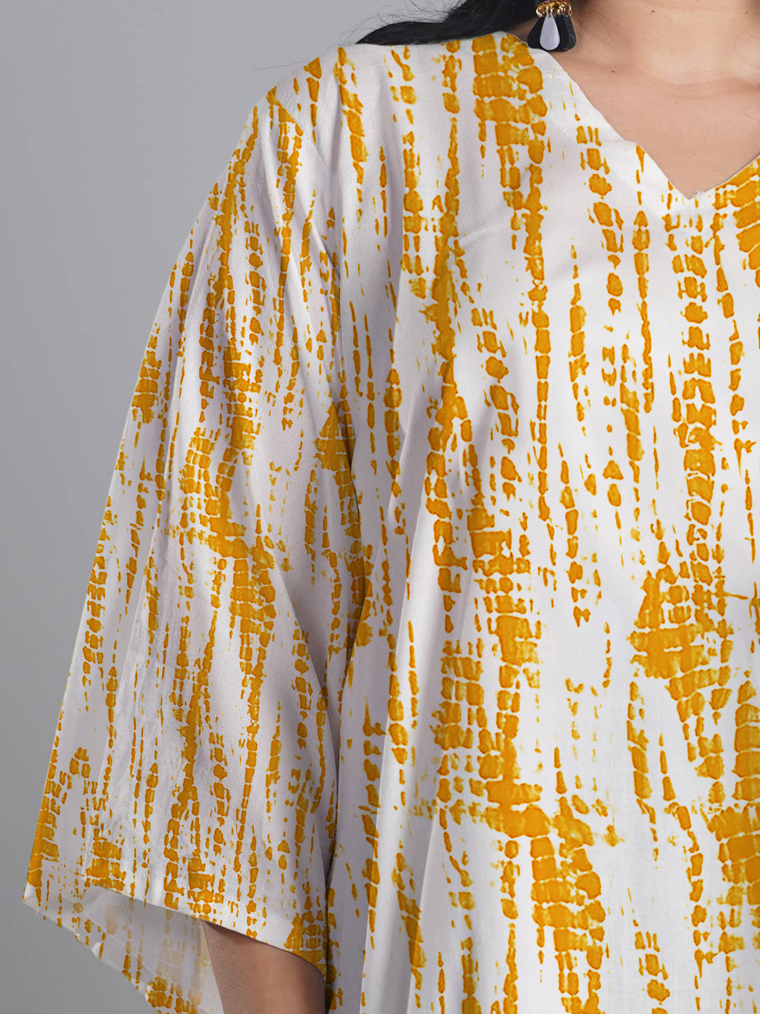 Yellow Rayon Shibori Kurti