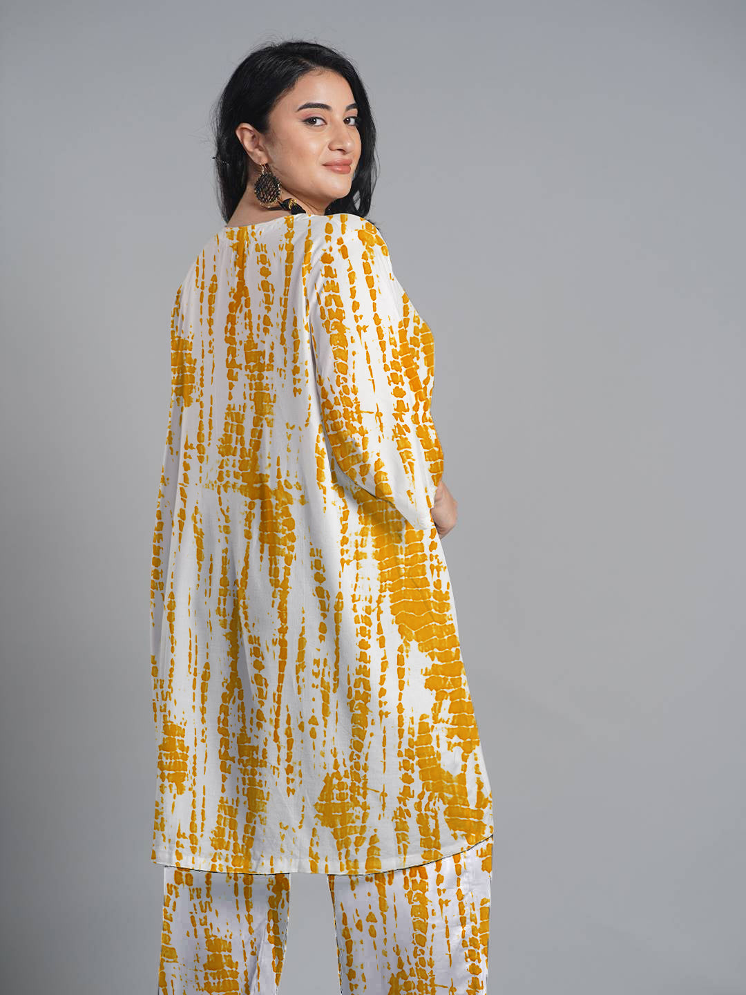 Yellow Rayon Shibori Kurti