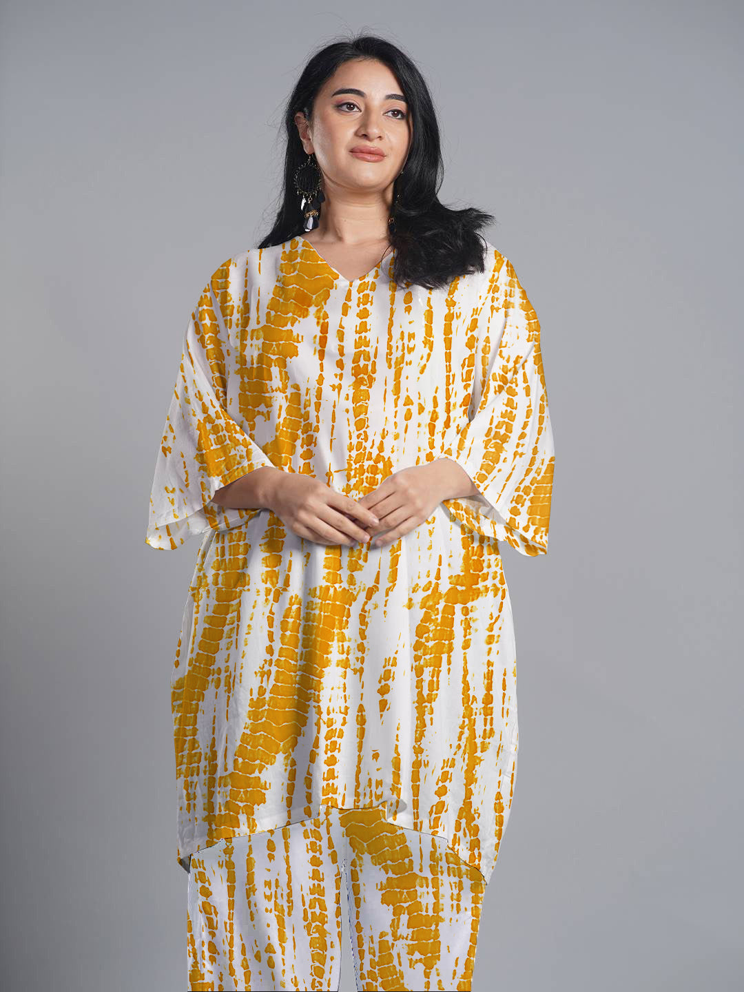 Yellow Rayon Shibori Kurti