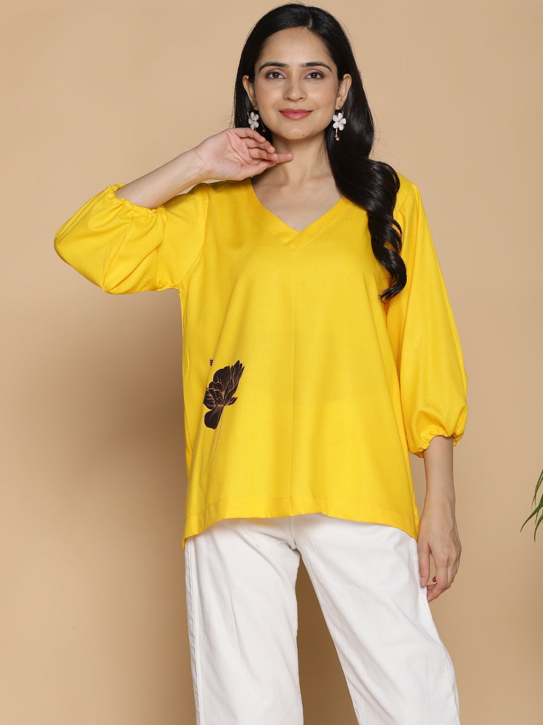 Yellow Rayon Top - WildflowerWhirl