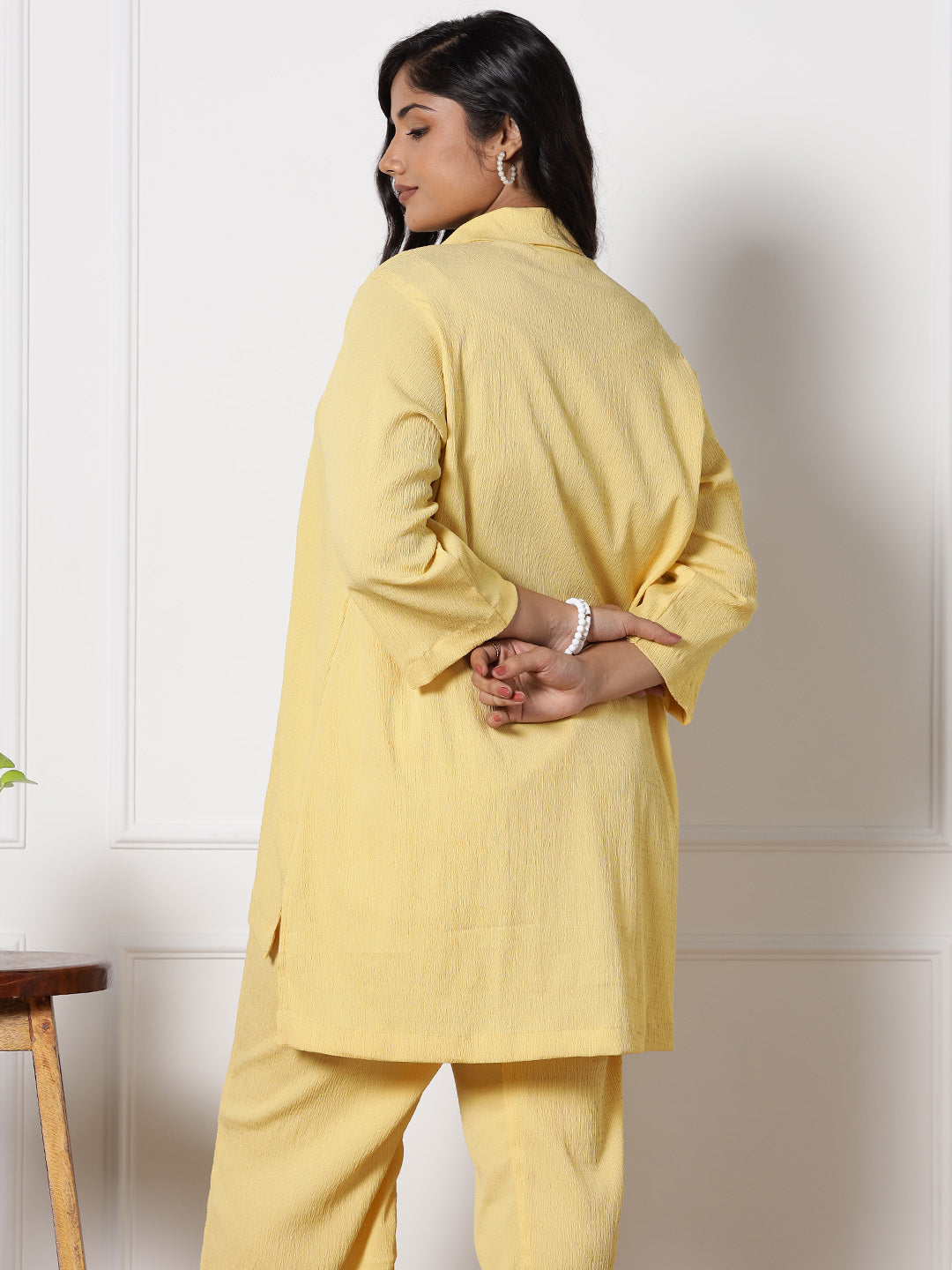 Yellow Textured ShirtTop