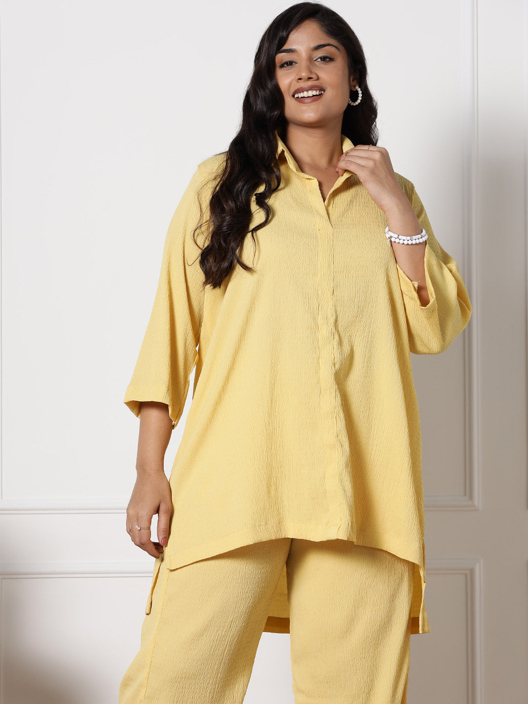 Yellow Textured ShirtTop