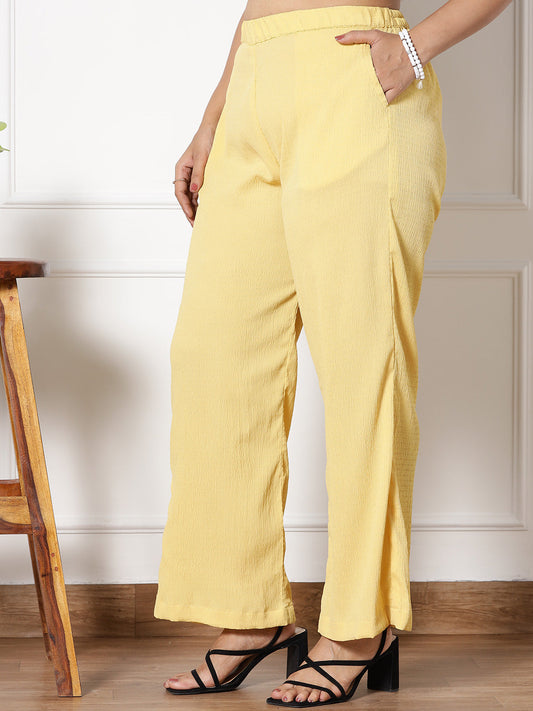 Yellow Textured WaistbandPalazzo