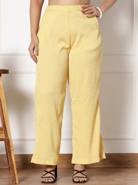 Yellow Textured WaistbandPalazzo