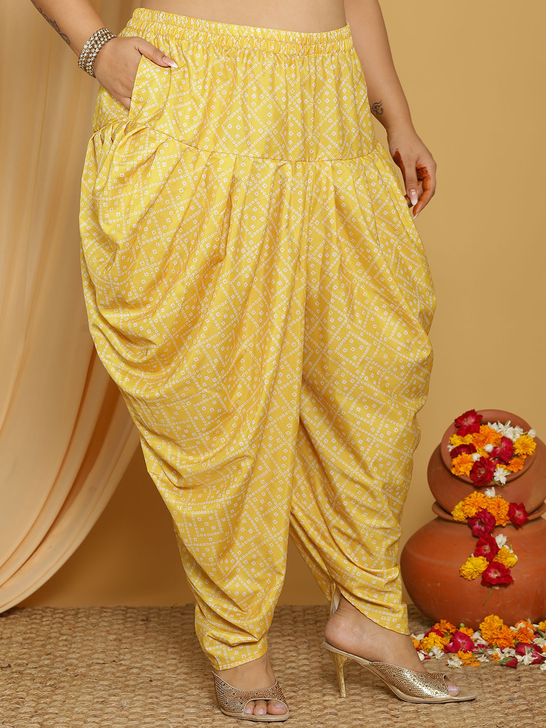 YellowBandhani Crepe Silk Dhoti