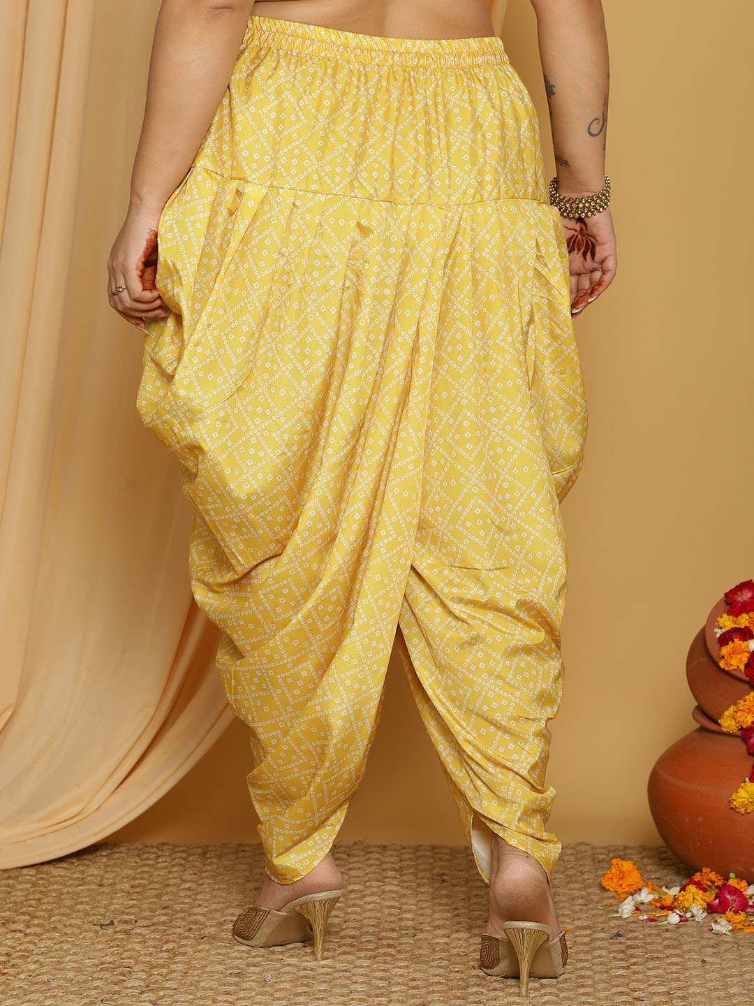 YellowBandhani Crepe Silk Dhoti
