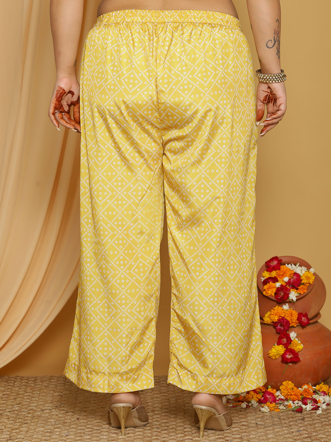 YellowBandhani Crepe Silk Palazzo Pants