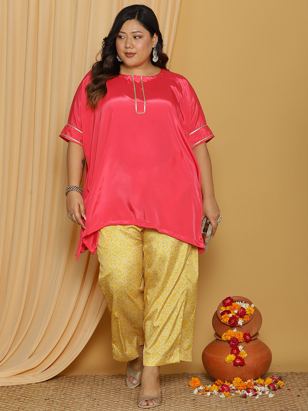 YellowBandhani Crepe Silk Palazzo Pants