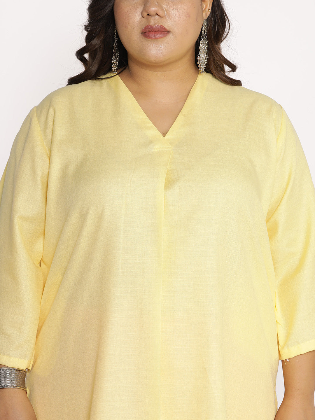 Yellow CottonSlub PleatedKurta