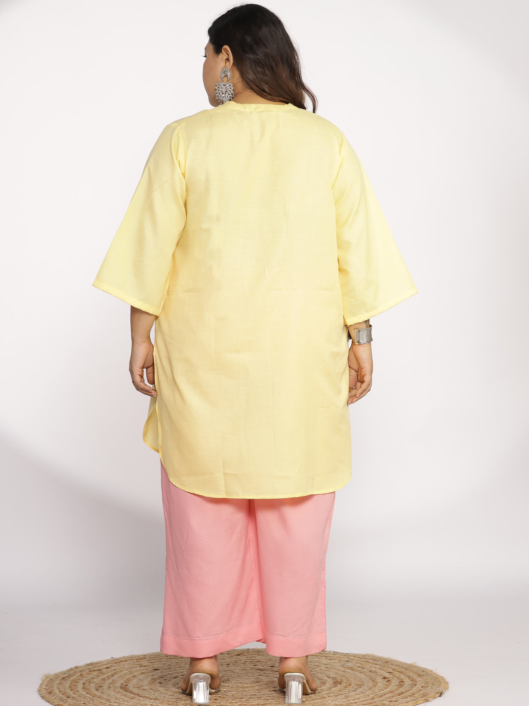 Yellow CottonSlub PleatedKurta