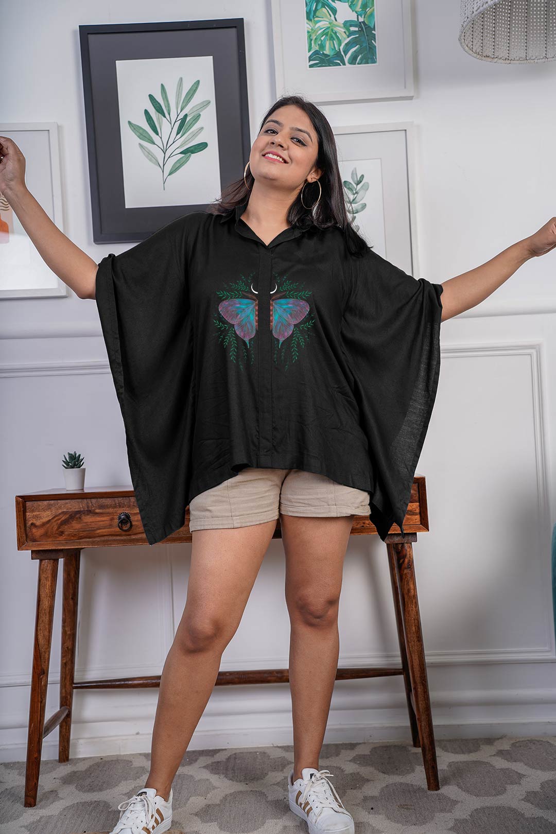 Black Kaftan Top - Fluttering Wings