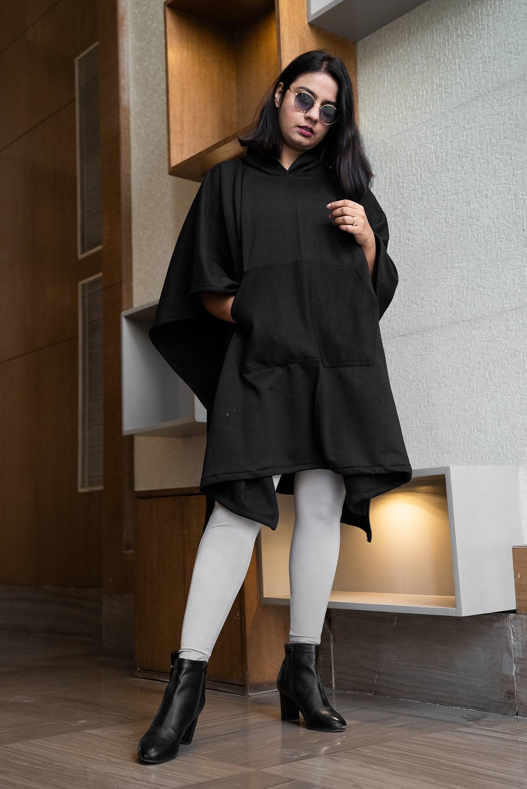 Black Poncho Hoodie - Adventure