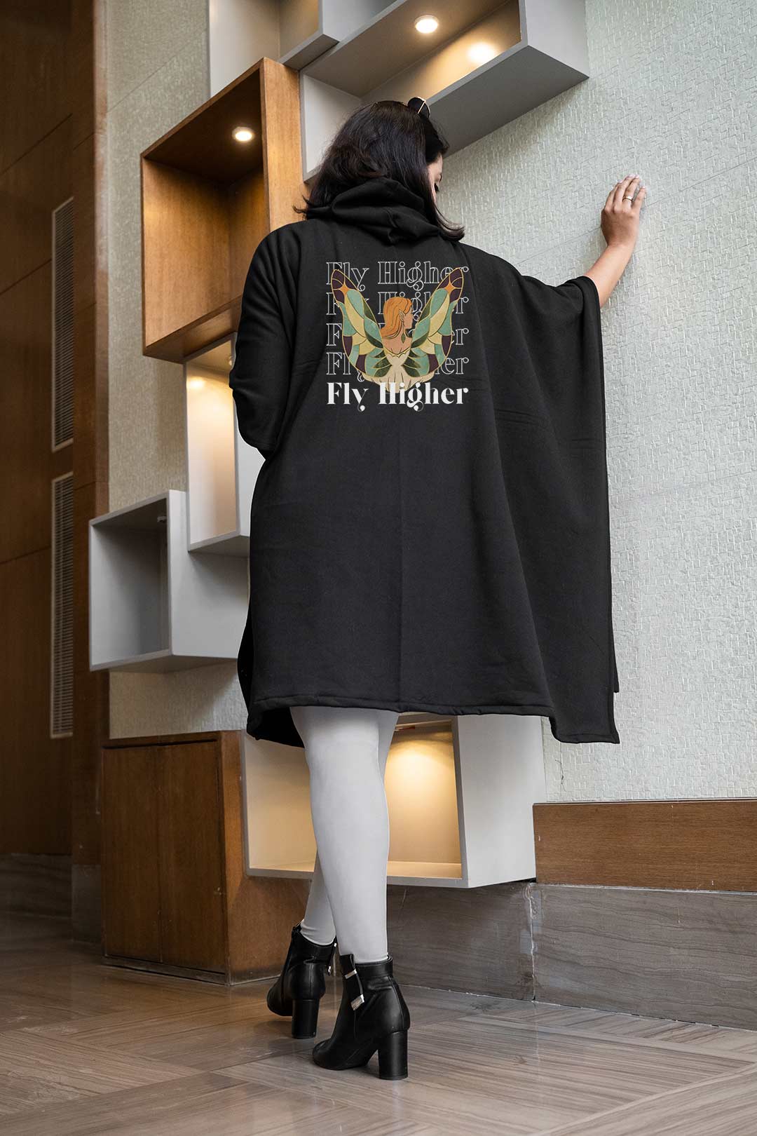 Black Poncho Hoodie - High
