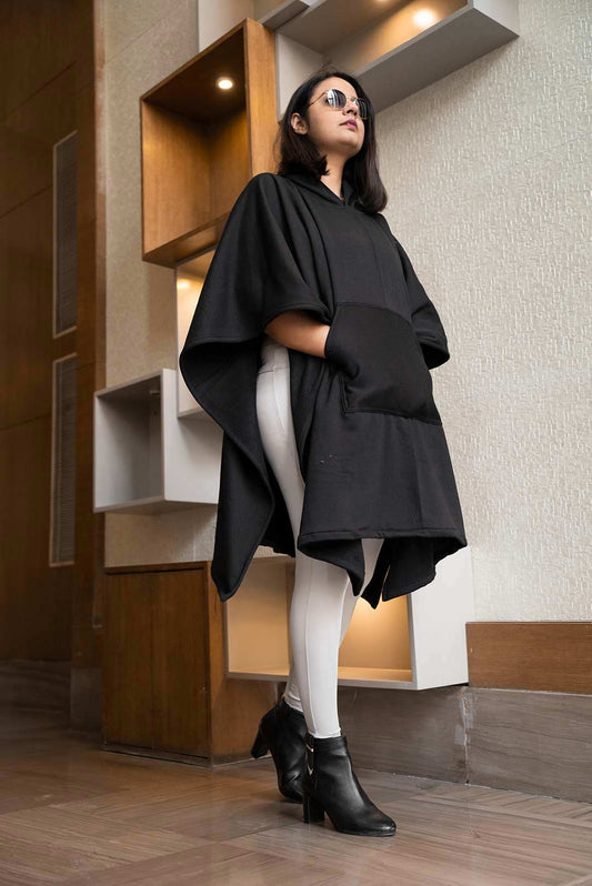 Black Poncho Hoodie - Money