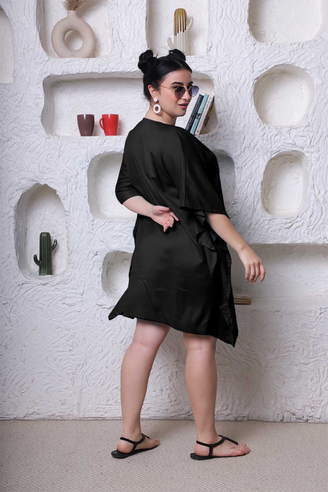 Black Rayon Kaftan - Expert Advice | XS to 8XL | Plus Size Clothing for women | LetsDressUp