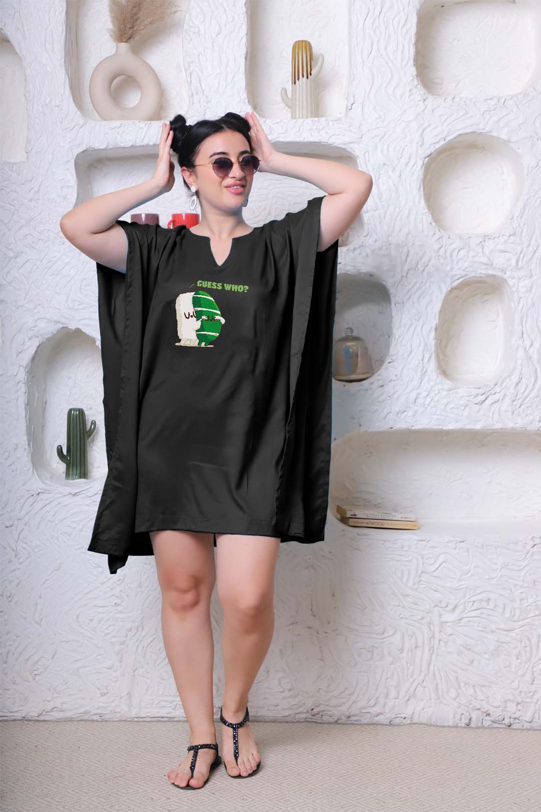 Black Rayon Kaftan - Guess Who! | XS to 8XL | Plus Size Clothing for women | LetsDressUp